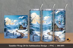 Winter Cabin House Tumbler Wrap Sublimation Design 2 Product Image 1