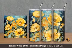 Golden Flower Tumbler Wrap Sublimation Design 2 Product Image 1