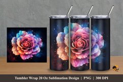 Nebula Rose Tumbler Wrap Sublimation Design 2 Product Image 1