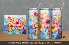 Tropical Flower Tumbler Wrap Sublimation Design 2 Product Image 1