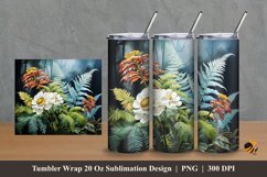 Fern Flowers Tumbler Wrap Sublimation Design 2 Product Image 1