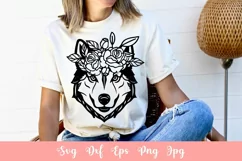 Floral Cute Husky Dog Animal Pet SVG File, Shirt SVG Product Image 2