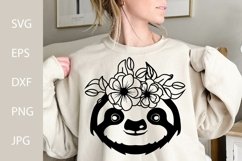 Floral Sloth SVG Cut File, Wild Animal Product Image 2