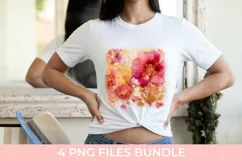 Ink T-shirt With Flowers and Gold Sublimation PNG Product Image 2