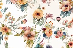 Watercolored Boho Flowers Illustrated 12 Variations Product Image 3