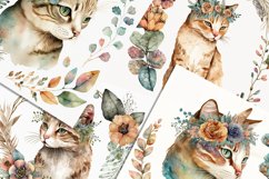 Watercolor Boho Cats Illustrated 12 Variations Product Image 3