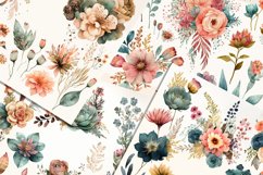 Watercolored Boho Flowers Illustrated 12 Variations Product Image 4