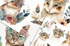 Watercolor Boho Cats Illustrated 12 Variations Product Image 4