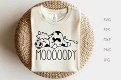Moody Cow SVG, Sleepy Cow Quote SVG, Lazy Cow SVG Product Image 2