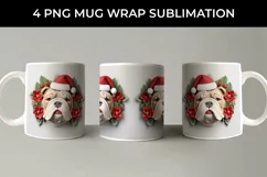 3D Christmas Bulldog Dog Mug Wrap Sublimation PNG Product Image 2