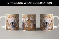 3D white Floral Saint Bernard Dog Mug Sublimation PNG Product Image 2
