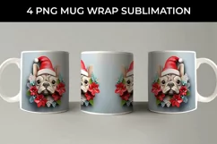 3D Christmas French Bulldog Dog Mug Wrap Sublimation PNG Product Image 3