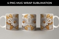 3D white Calendula Flowers Mug Sublimation PNG Product Image 2