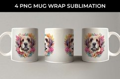 3D Floral Fantasy Saint Bernard Mug Sublimation PNG Product Image 2