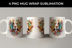 3D Floral Fantasy Beagle Mug Sublimation PNG Product Image 2