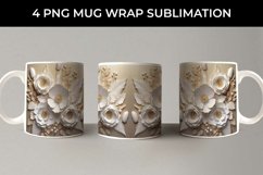 3D white Anemone Flowers Mug Sublimation PNG Product Image 2