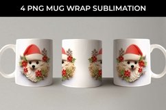3D Christmas Pomeranian Dog Mug Wrap Sublimation PNG Product Image 2