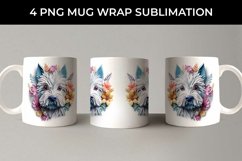 3D Floral Fantasy Westie Mug Sublimation PNG Product Image 2