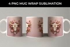 3d Gold Pink Bull Skull Mug Sublimation PNG Product Image 2