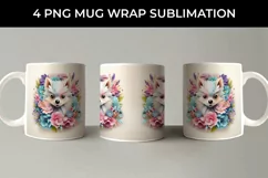 3D Floral Fantasy Pomeranian Mug Sublimation PNG Product Image 2