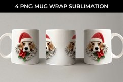 3D Christmas Beagle Dog Mug Wrap Sublimation PNG Product Image 2