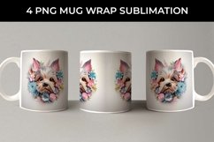 3D Floral Fantasy Yorkshire Terrier Mug Sublimation PNG Product Image 2