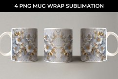 3D white Periwinkle Flowers Mug Sublimation PNG Product Image 2