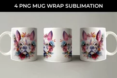 3D Floral Fantasy French Bulldog Mug Sublimation PNG Product Image 2