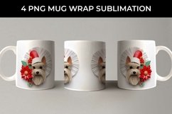 3D Christmas Yorkshire Terrier Dog Mug Wrap Sublimation PNG Product Image 2