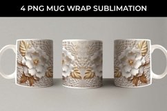 3D white Camellia Flowers Mug Sublimation PNG Product Image 2