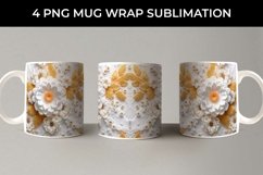 3D white Marigold Flowers Mug Sublimation PNG Product Image 2