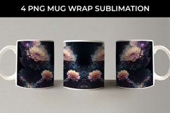 Galaxy Chrysanthemum Flowers Mug Sublimation PNG Product Image 2