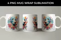 3D Floral Fantasy Dachshund Mug Sublimation PNG Product Image 2