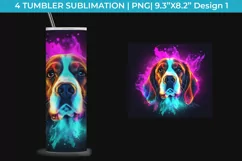 Neon Beagle Dog Tumbler Wrap 20 oz Sublimation PNG Product Image 2