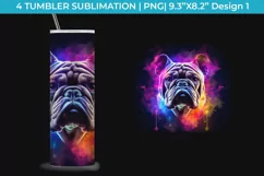 Neon Bulldog Dog Tumbler Wrap 20 oz Sublimation PNG Product Image 2