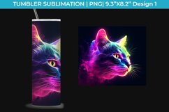 Neon Cat Tumbler Wrap 20 oz Sublimation PNG Product Image 2