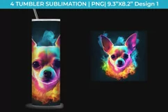 Neon Chihuahua Dog Tumbler Wrap 20 oz Sublimation PNG Product Image 2