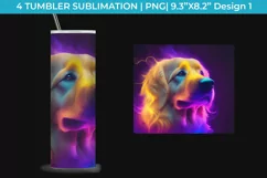Neon Golden Retriever Dog Tumbler Wrap 20 oz Sublimation PNG Product Image 2