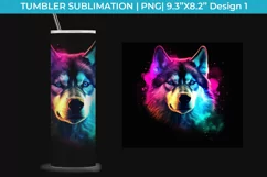 Neon Husky Tumbler Wrap 20 oz Sublimation PNG Product Image 2