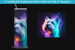 Neon Westie Dog Tumbler Wrap 20 oz Sublimation PNG Product Image 2
