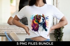 Rainbow Cavalier King Dog Watercolor Bundle Sublimation Product Image 2