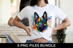 Rainbow German Shepherd Dog Watercolor PNG Product Image 2