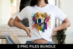Rainbow Golden Retriever Watercolor PNG for Sublimation Product Image 2