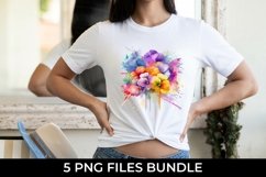 Rainbow Pansy Watercolor PNG Sublimation Product Image 2