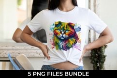 Rainbow Scottish Fold cat Watercolor PNG Product Image 2