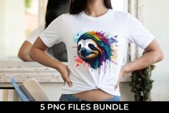 Rainbow Sloth Animal Watercolor Bundle Sublimation Product Image 2