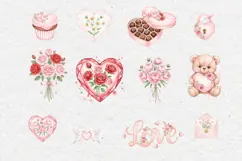 Valentine's Day Watercolor Clipart, PNG Product Image 2