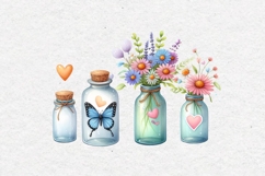 BIG BUNDLE Summer Clipart, Flowers, Bottles and Jars, PNG Product Image 4