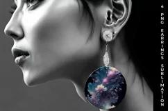 Galaxy Freezia Flowers Earrings Sublimation PNG Product Image 2