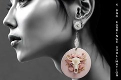 3d Gold Pink Bull Skull Earrings Sublimation PNG Product Image 2